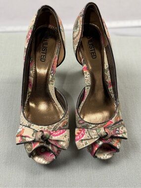 Unlisted Vintage Style Floral Paisley Bow Heels Retro Chic Pumps Sz 9